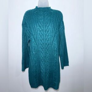 Express Blue Dolman Sleeve Mock Neck Sweater Dress